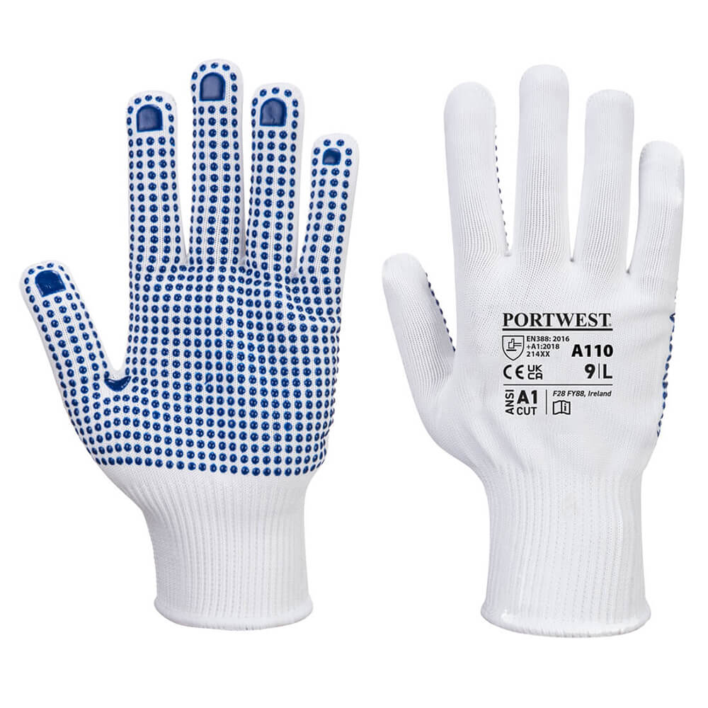 Portwest A110 Series Seamless Lined, PVC Polka Dotted Gloves, 1 pair - Gorvex.com