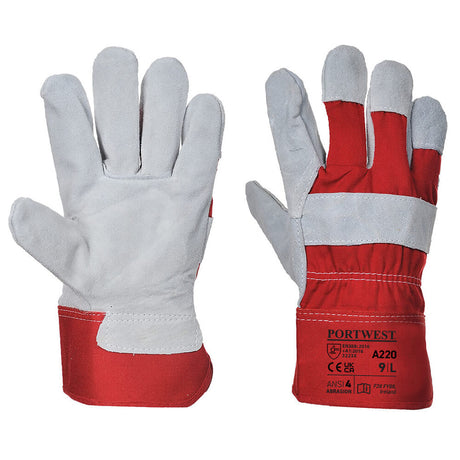 Portwest A220 Series Knuckle - Protected, Premium Chrome Rigger Gloves, Red, XL, 1 pair - Gorvex.com