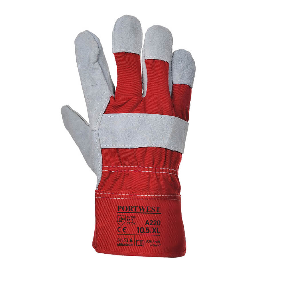 Portwest A220 Series Knuckle - Protected, Premium Chrome Rigger Gloves, Red, XL, 1 pair - Gorvex.com