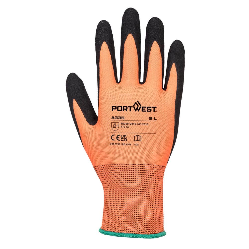Portwest A335 15 - mil High Dexterity Sandy Nitrile Palm Coated Gloves, 1 pair - Gorvex.com