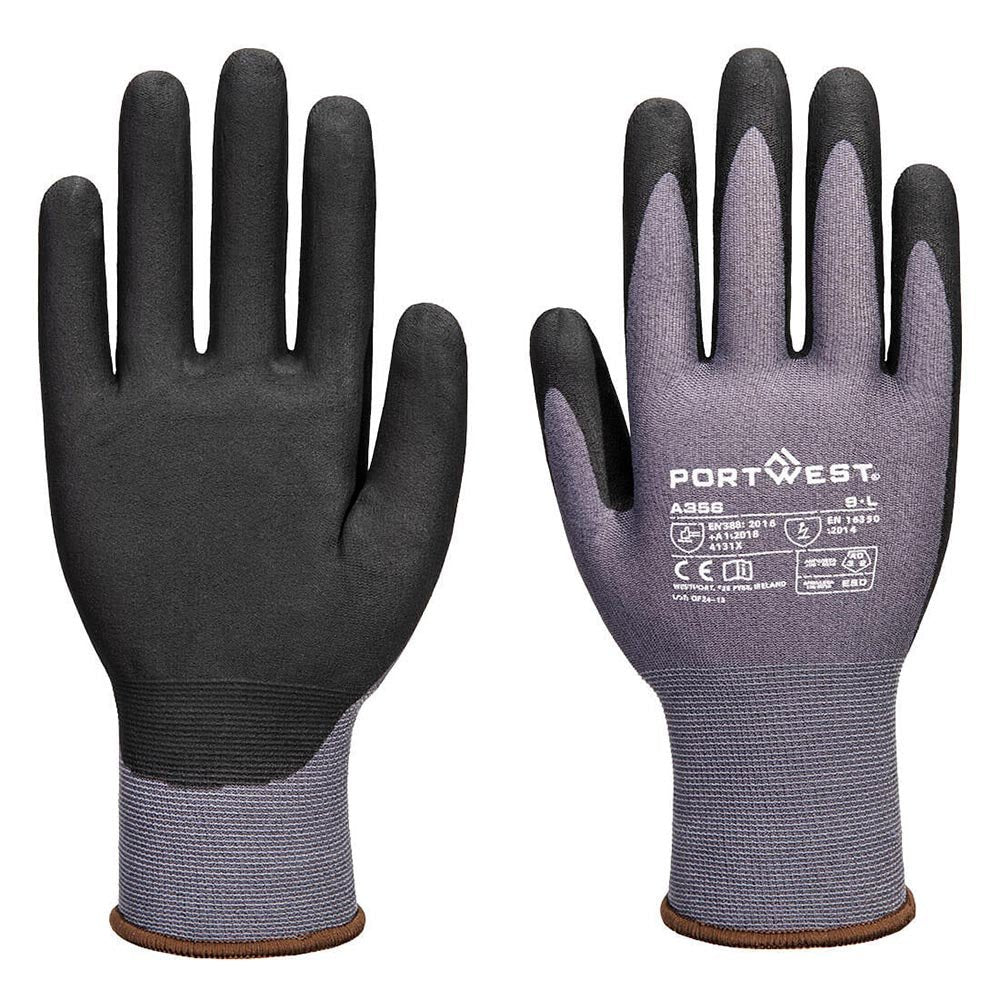 Portwest A356 ESD Microfoam Nitrile Coated Touchscreen Gloves, 1 pack (12 pairs) - Gorvex.com