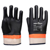 Portwest A402 Double Dipped PVC Sandy Palm Gauntlet Gloves, Flock Lined - Gorvex.com