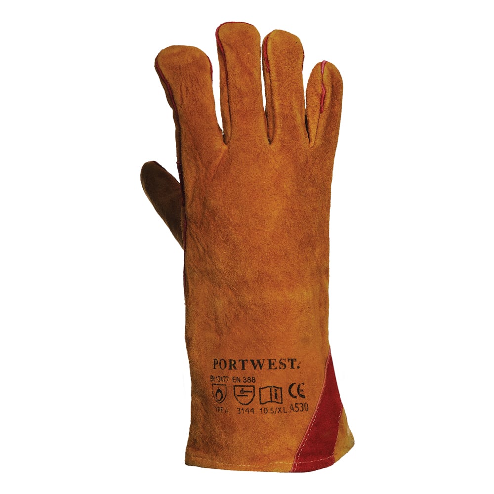 Portwest A530 Series Fully - Welted, Reinforced Welding Gauntlet, Brown, XL, 1 pair - Gorvex.com