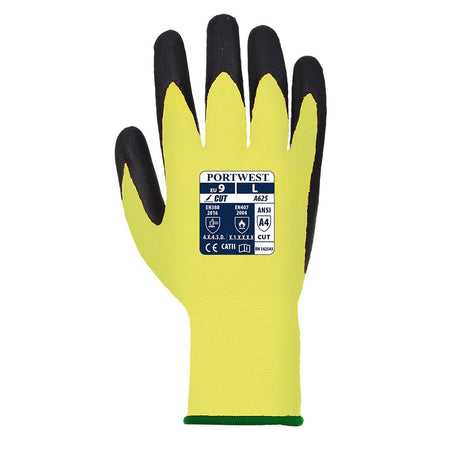 Portwest A625 Series PU Foam Coated, Vis - Tex Cut Resistant Gloves, 1 pair - Gorvex.com