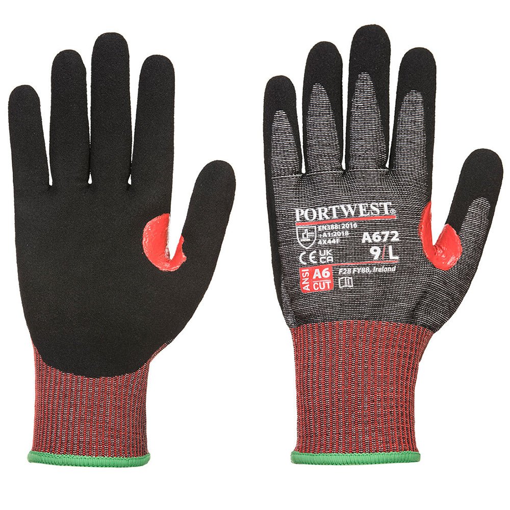 Portwest A672 CS AHR13 13 - mil Cut Level A6 Nitrile Foam Glove, 1 pair - Gorvex.com