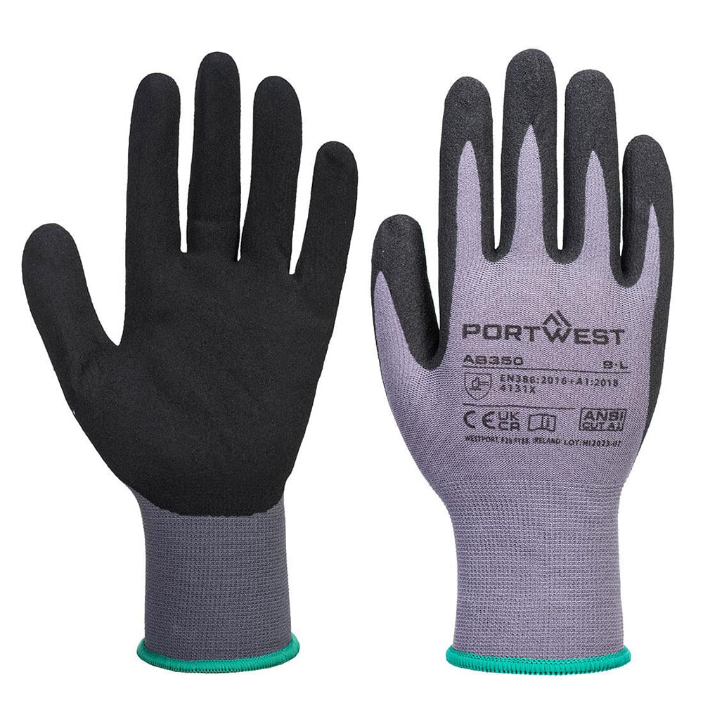 Portwest AB350 15 - mil Sandy Nitrile Palm Coated Gloves, 1 pack (12 pairs) - Gorvex.com