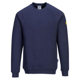 Portwest AS24 Anti - Static ESD Crew Neck Sweatshirt with Ribbed Cuffs - Gorvex.com