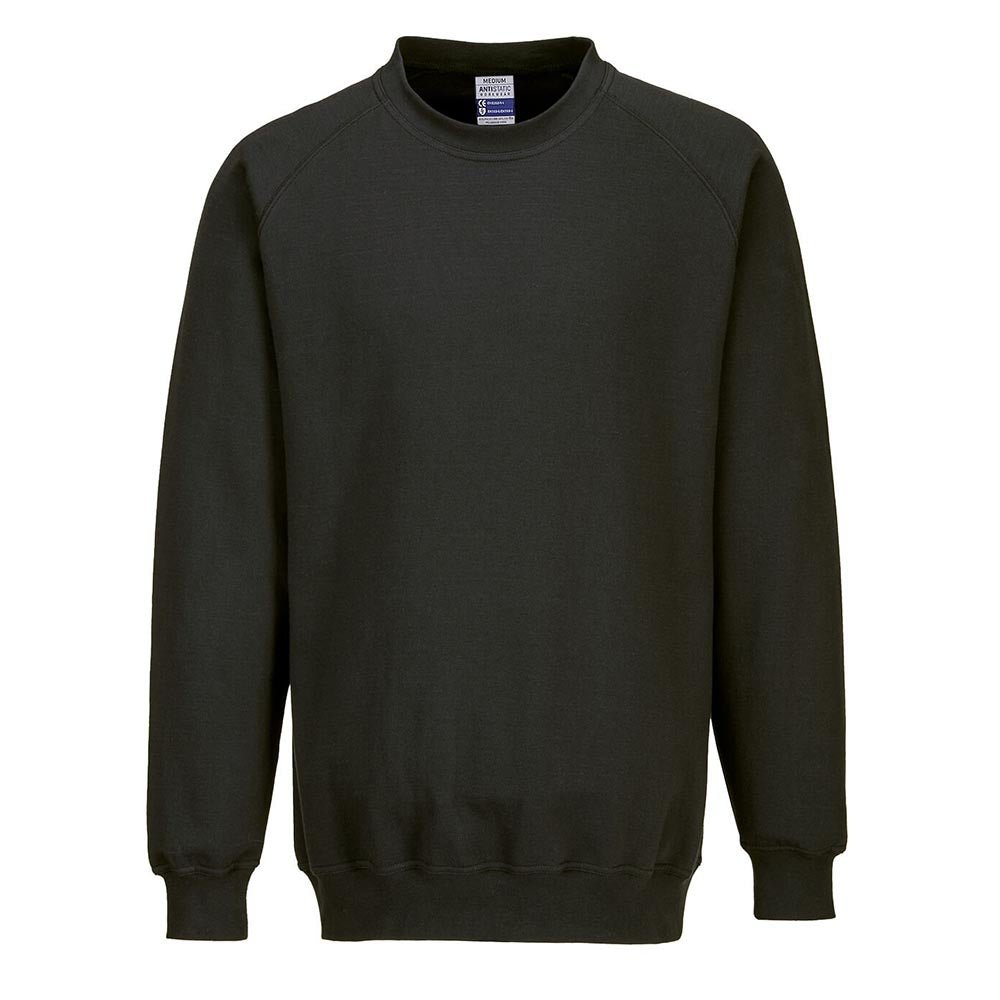 Portwest AS24 Anti - Static ESD Crew Neck Sweatshirt with Ribbed Cuffs - Gorvex.com