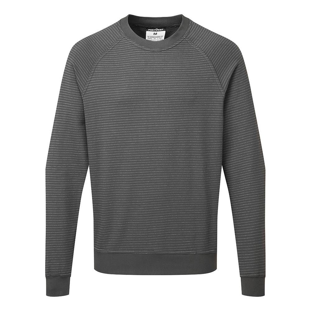 Portwest AS24 Anti - Static ESD Crew Neck Sweatshirt with Ribbed Cuffs - Gorvex.com