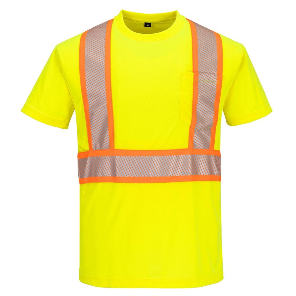 Portwest CA112 Hi - Vis Class 2 Short Sleeve T-Shirt with X - Back Tape - Gorvex.com