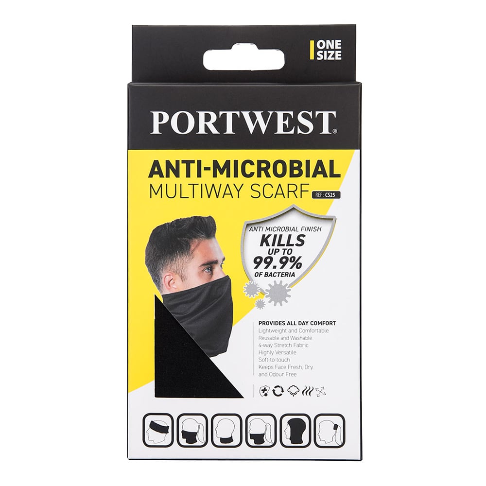 Portwest CS25 Anti - Microbial Multiway Neck Scarf - Gorvex.com