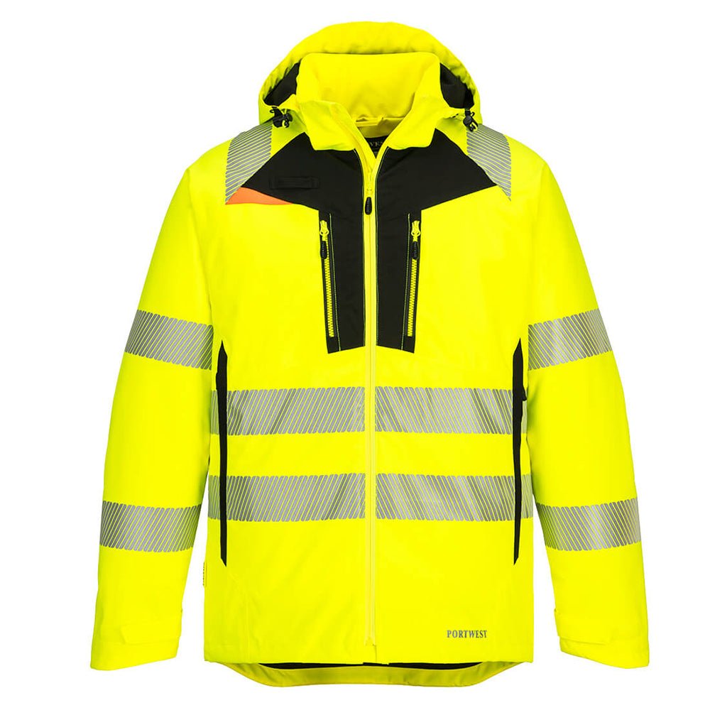 Portwest DX4 Hi - Vis Waterproof Winter Jacket with Heat Applied Tape - Gorvex.com