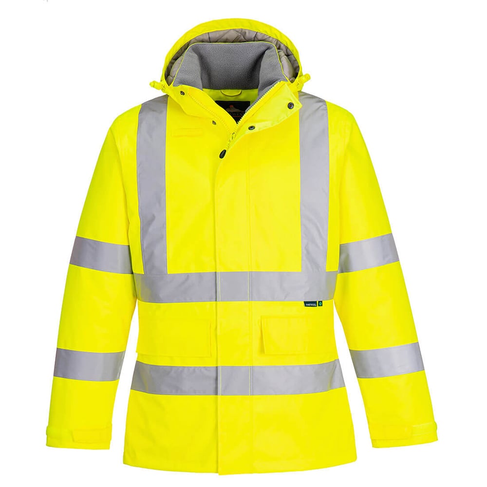 Portwest EC60 Eco - Friendly Hi - Vis Winter Jacket with Detachable Hood - Gorvex.com