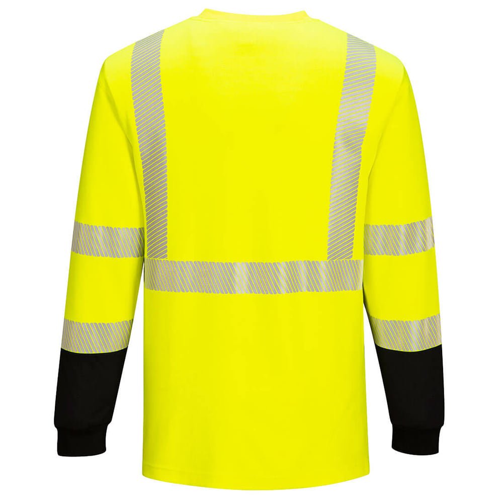 Portwest FR709 FR Class 3 Hi - Vis Long Sleeve T-Shirt with Black Bottom - Gorvex.com