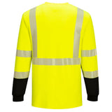 Portwest FR709 FR Class 3 Hi - Vis Long Sleeve T-Shirt with Black Bottom - Gorvex.com