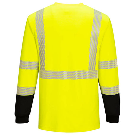 Portwest FR709 FR Class 3 Hi - Vis Long Sleeve T-Shirt with Black Bottom - Gorvex.com