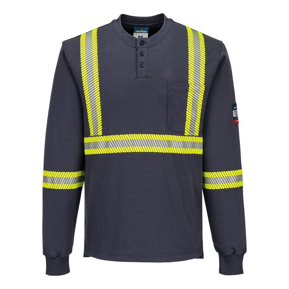 Portwest FR748 Bizflame® Knit 2" X - Back FR Henley Long Sleeve Shirt - Gorvex.com