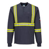 Portwest FR748 Bizflame® Knit 2" X - Back FR Henley Long Sleeve Shirt - Gorvex.com