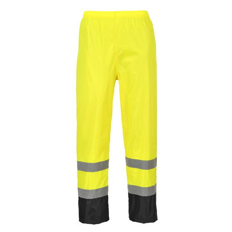 Portwest H444 Hi Vis Classic Contrast Rain Pants with Contrast Panel - Gorvex.com