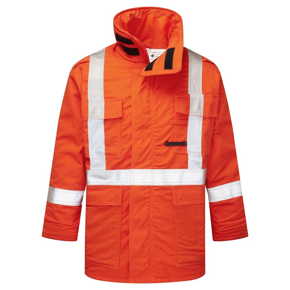 Portwest IUS515 Ultrasoft 9oz FR Hi - Vis Insulated Parka with Pockets - Gorvex.com