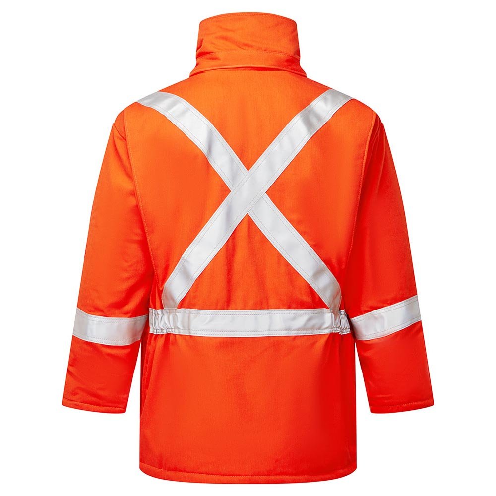 Portwest IUS515 Ultrasoft 9oz FR Hi - Vis Insulated Parka with Pockets - Gorvex.com