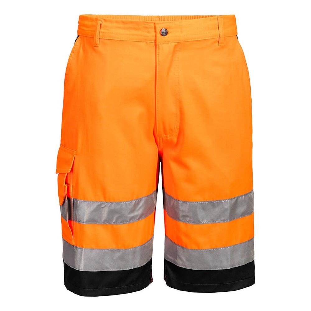 Portwest L043 Lightweight Knee - Length Hi - Vis Shorts with 10 Pockets - Gorvex.com