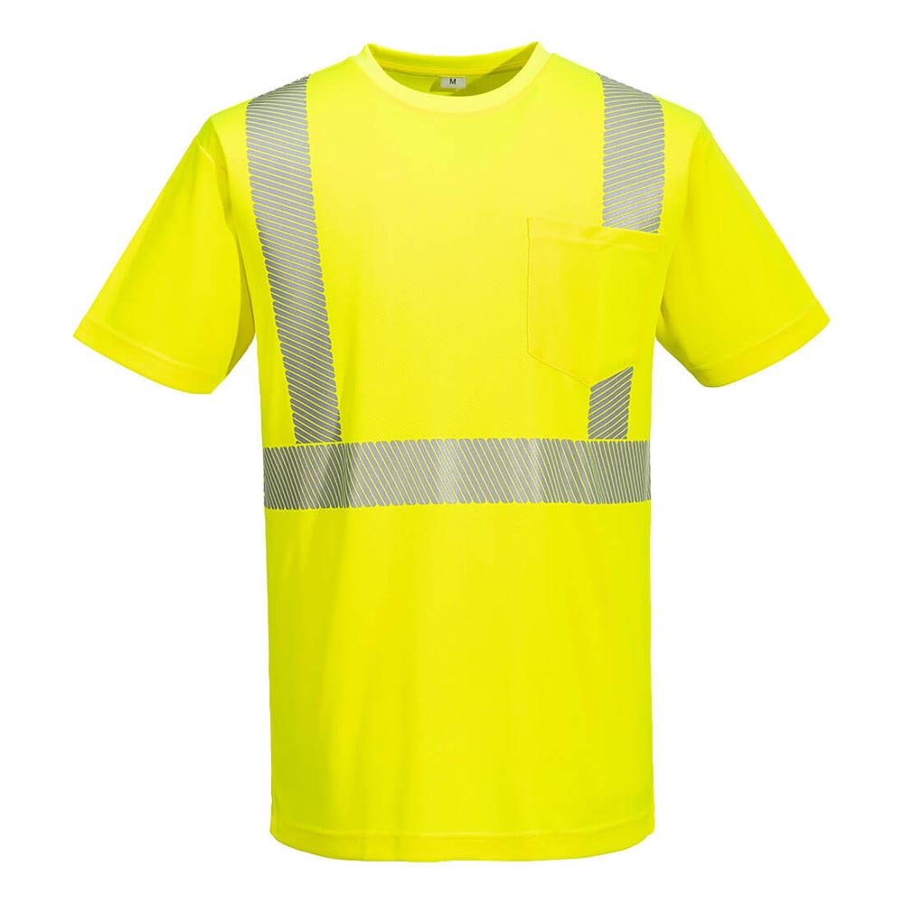 Portwest L044 Hi - Vis Short Sleeve T-Shirt + Segmented Reflective Tape - Gorvex.com