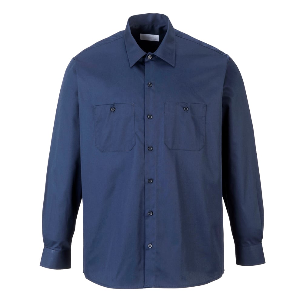 Portwest S125 Industrial Long - Sleeved Work Shirt with Adjustable Cuffs - Gorvex.com