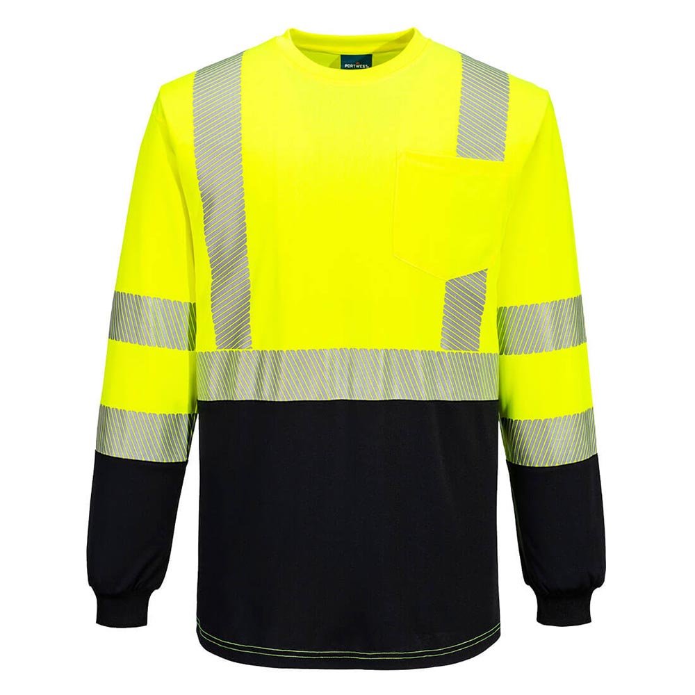 Portwest S197 Hi - Vis Segmented Tape Contrast Long Sleeve T-Shirt - Gorvex.com