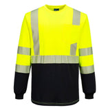 Portwest S197 Hi - Vis Segmented Tape Contrast Long Sleeve T-Shirt - Gorvex.com
