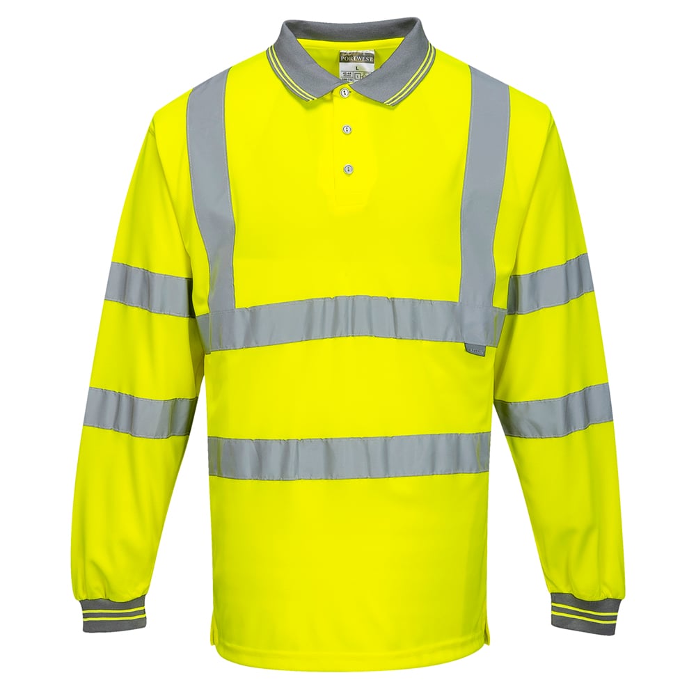 Portwest S277 Series Hi Vis Long - Sleeved Polo Shirt with Knitted Cuffs - Gorvex.com