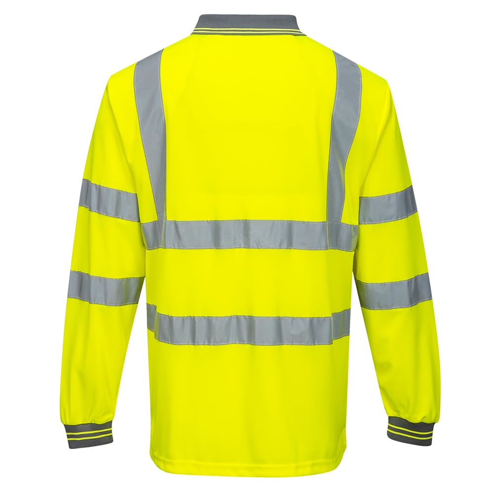 Portwest S277 Series Hi Vis Long - Sleeved Polo Shirt with Knitted Cuffs - Gorvex.com