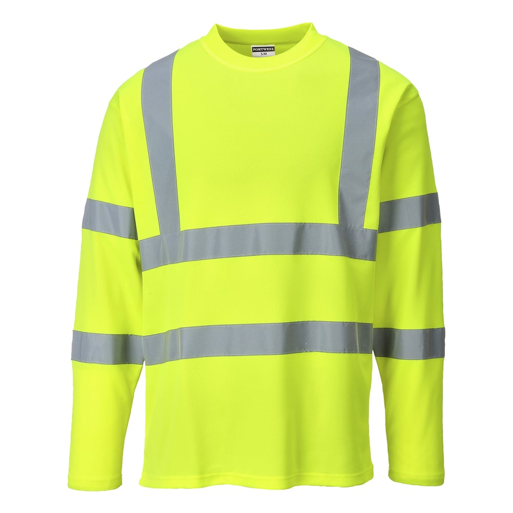 Portwest S278 Hi Vis Cotton Comfort Long - Sleeved T-Shirt with 50 UPF - Gorvex.com