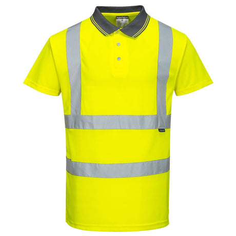 Portwest S477 Hi Vis Yellow Short - Sleeved Polo Shirt with Neck Seam - Gorvex.com