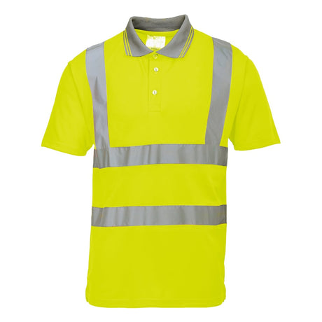 Portwest S477 Hi Vis Yellow Short - Sleeved Polo Shirt with Neck Seam - Gorvex.com