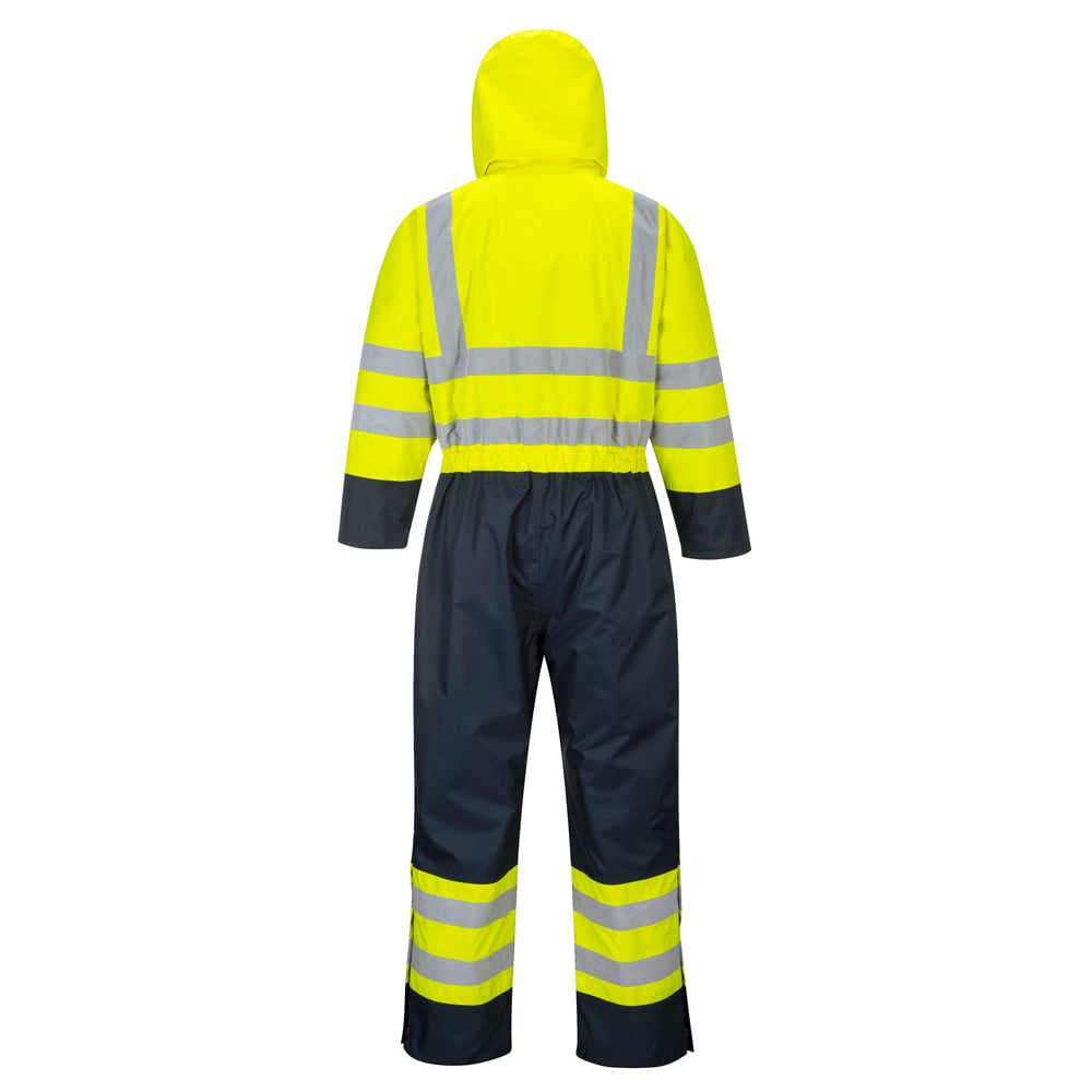 Portwest S485 Hi Vis Lined Contrast Coverall with Zip and Snap Closure - Gorvex.com