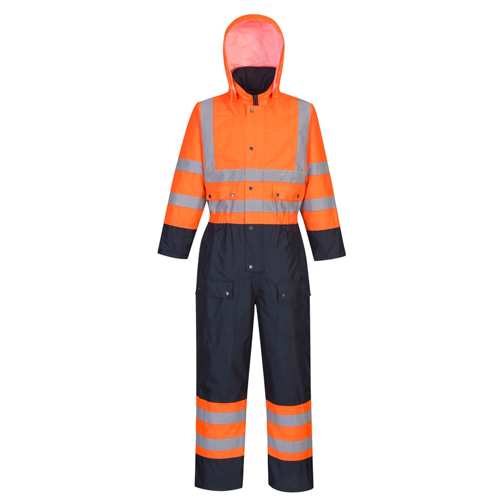 Portwest S485 Hi Vis Lined Contrast Coverall with Zip and Snap Closure - Gorvex.com