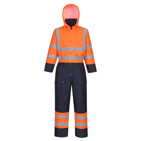 Portwest S485 Hi Vis Lined Contrast Coverall with Zip and Snap Closure - Gorvex.com