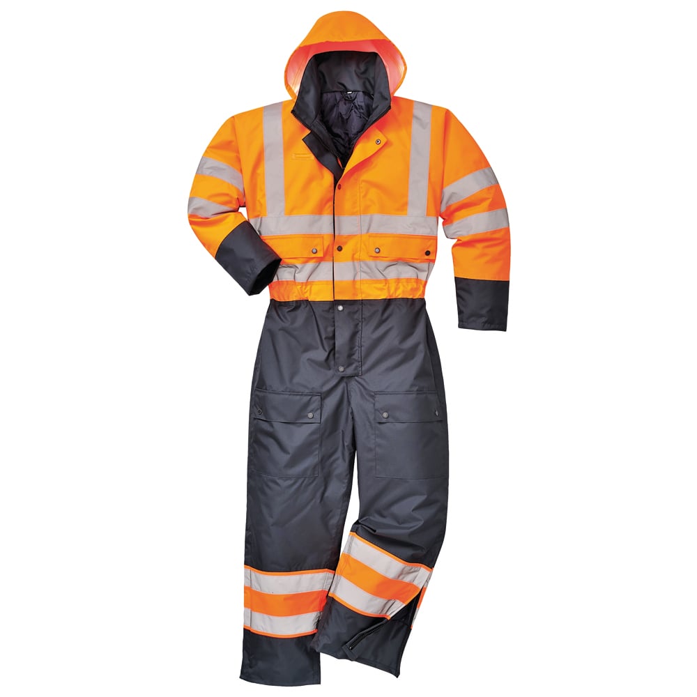 Portwest S485 Hi Vis Lined Contrast Coverall with Zip and Snap Closure - Gorvex.com