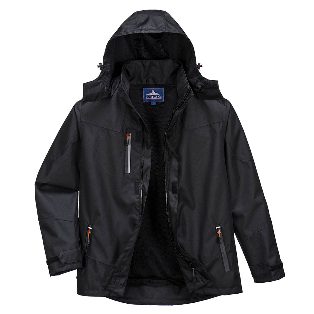 Portwest S555 Outcoach Waterproof Hooded Jacket with Zipper Pockets - Gorvex.com