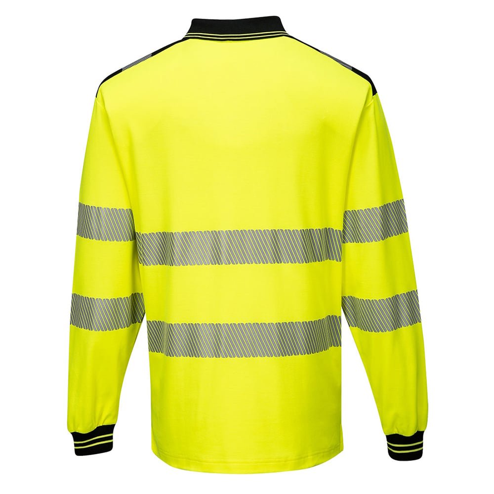 Portwest T184 PW3 Long Sleeve Hi Vis Polo Shirt with Segmented Tape - Gorvex.com