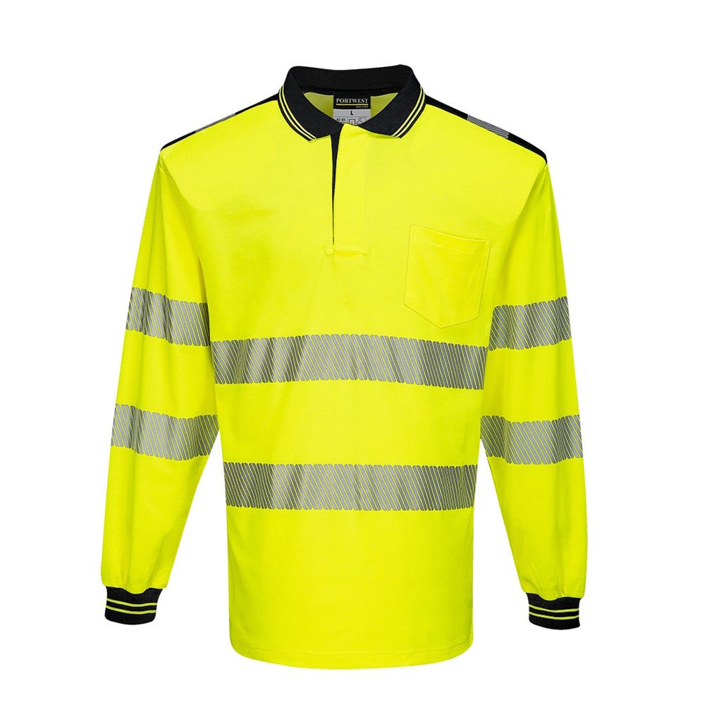 Portwest T184 PW3 Long Sleeve Hi Vis Polo Shirt with Segmented Tape - Gorvex.com