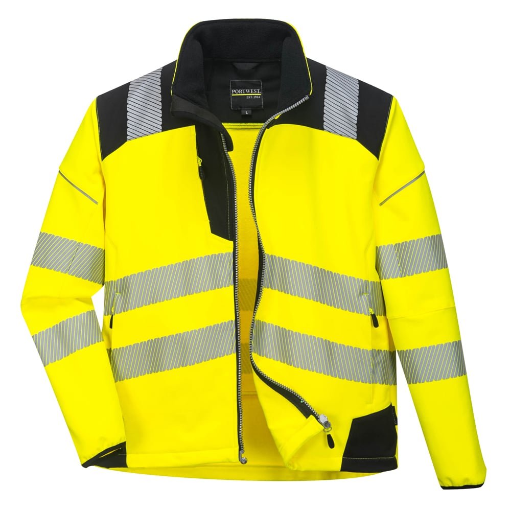 Portwest T402 Vision PW3 Hi Vis Softshell Jacket with 3 - Layer System - Gorvex.com