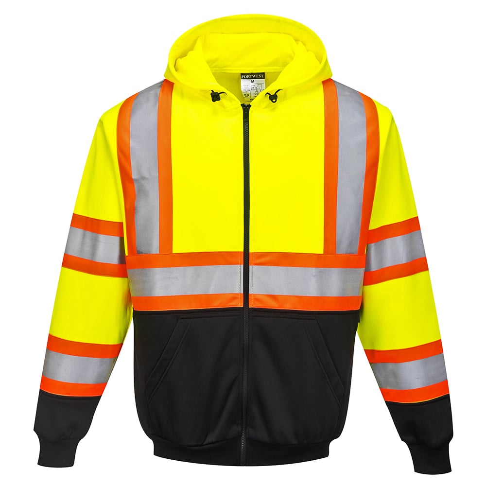 Portwest UB316 Kansas Hi Vis Zipped Hoodie with Contrasting Tape - Gorvex.com