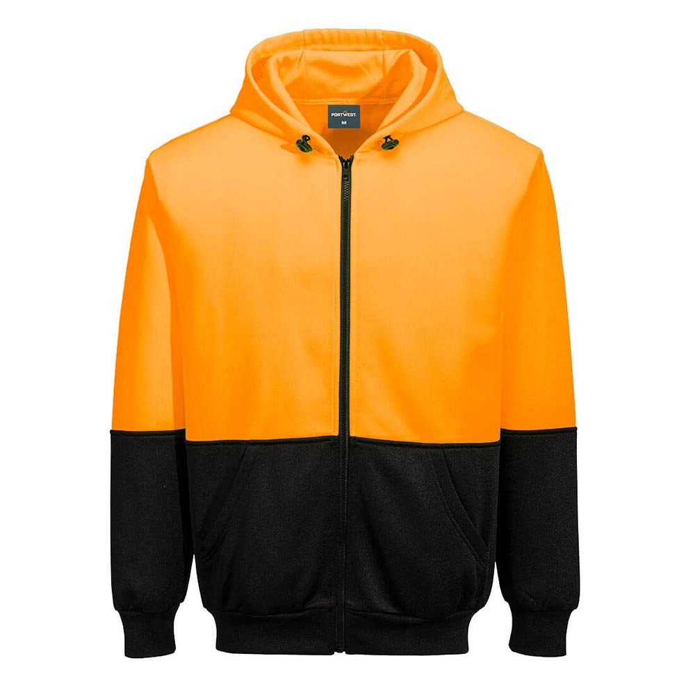 Portwest UB327 Hi - Vis Two - Tone Zipped Hoodie with Ribbed Cuffs - Gorvex.com