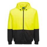 Portwest UB327 Hi - Vis Two - Tone Zipped Hoodie with Ribbed Cuffs - Gorvex.com