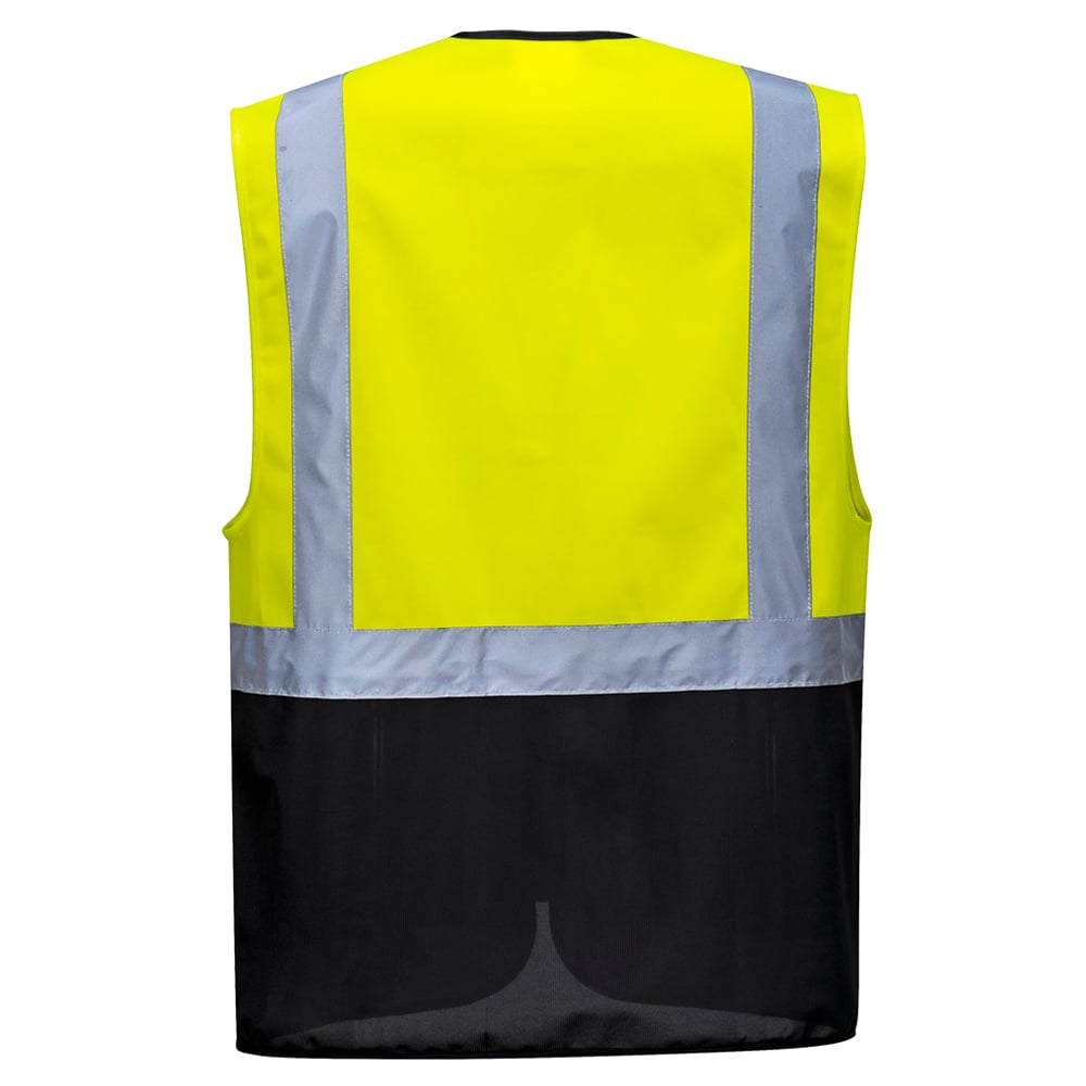 Portwest UC476 Warsaw Hi Vis Executive Solid Vest with Black Bottom - Gorvex.com