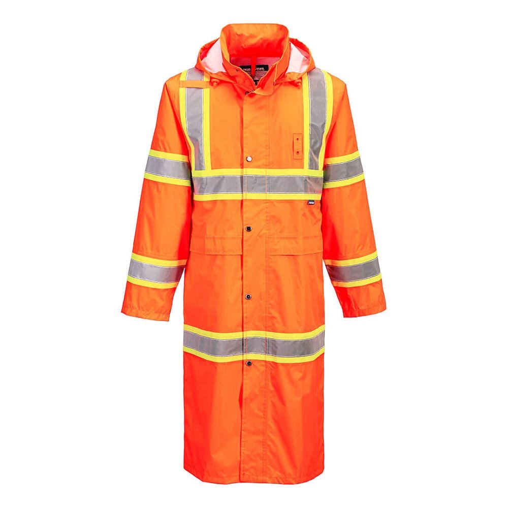 Portwest UH405 Hi - Vis 48" Rain Coat with Reflective Tape - Gorvex.com