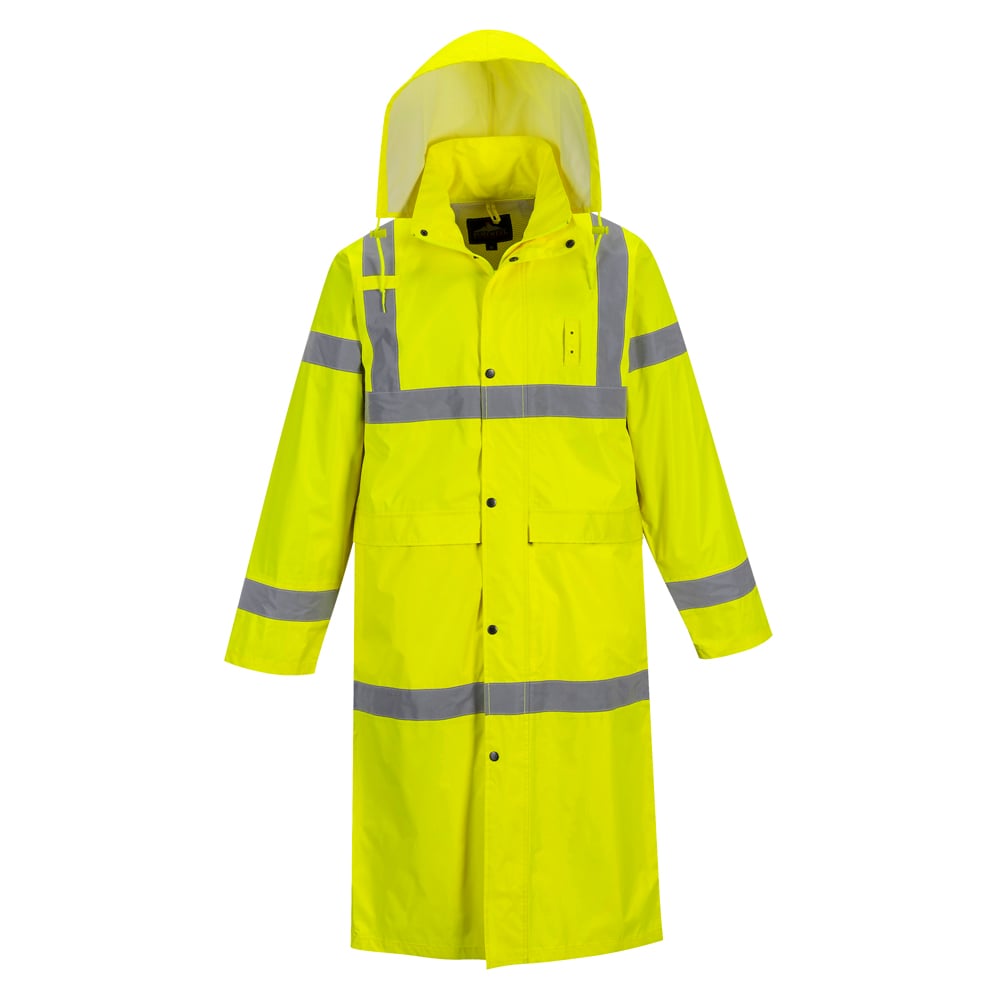 Portwest UH445 Hi Vis Classic Rain Coat 48" with Elastic Storm Cuff - Gorvex.com