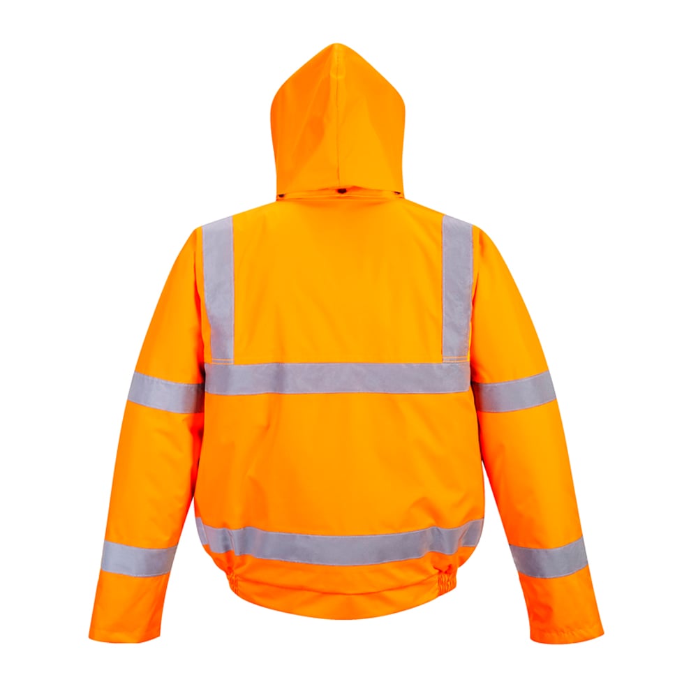 Portwest URT32 Hi Vis Orange Lined Bomber Jacket with Detachable Hood - Gorvex.com